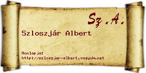 Szloszjár Albert névjegykártya