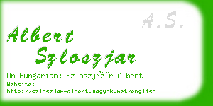 albert szloszjar business card